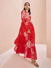 Floral Printed Angrakha Kurta With Sharara