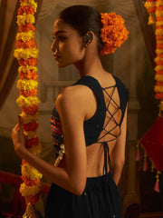 Embroidered Round Neck Crop Top & Palazzo Co-ords