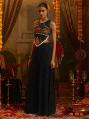 Embroidered Round Neck Crop Top & Palazzo Co-ords