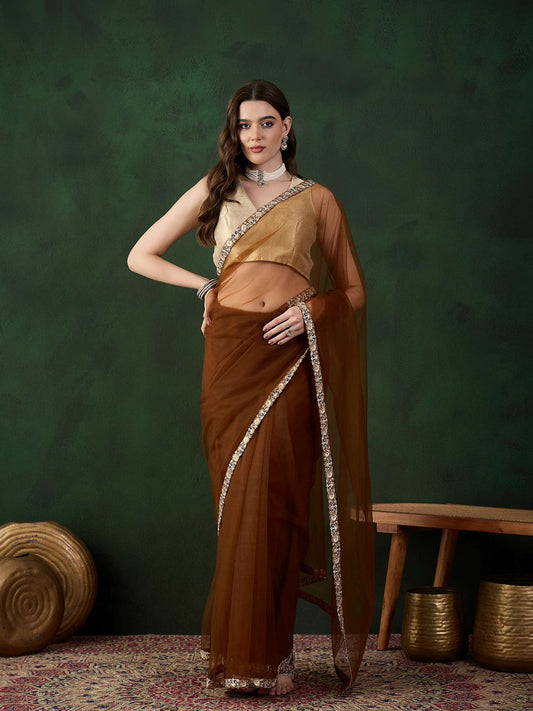 Woven Design Embroidered Sare