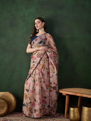 Floral Printed Saree With Unstitched Blouse Piece