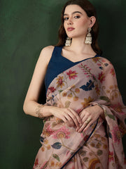 Floral Printed Saree With Unstitched Blouse Piece
