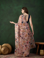 Floral Printed Saree With Unstitched Blouse Piece