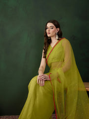Mukaish Work Embellished Saree With Unstitched Blouse