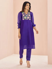 Wonderful Purple Sequins Organza Readymade Pant Suit