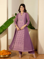 Women Floral Printed Anarkali Kurta with Palazzos & Dupatta