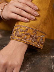 Mustard All Over Beads Embroidered Palazzo Style Suit