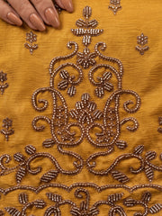 Mustard All Over Beads Embroidered Palazzo Style Suit