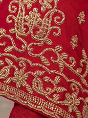 MaroonAll Over Beads Embroidered Palazzo Style Suit