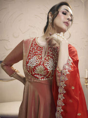 Malaika Arora Women Floral Yoke Design Regular Thread Work Kurta with Trousers & With Dupatta