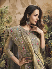 Malaika Arora Women Floral Embroidered Regular Kurta with Trousers & With Dupatta