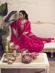 Malaika Arora Women Floral Embroidered Regular Thread Work Kurti with Sharara & With Dupatta