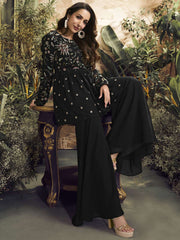 Malaika Arora Women Floral Embroidered Pleated Thread Work Kurta with Sharara