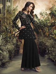 Floral Embroidered Long Sleeves Tunic With Palazzo Co-Ord Set