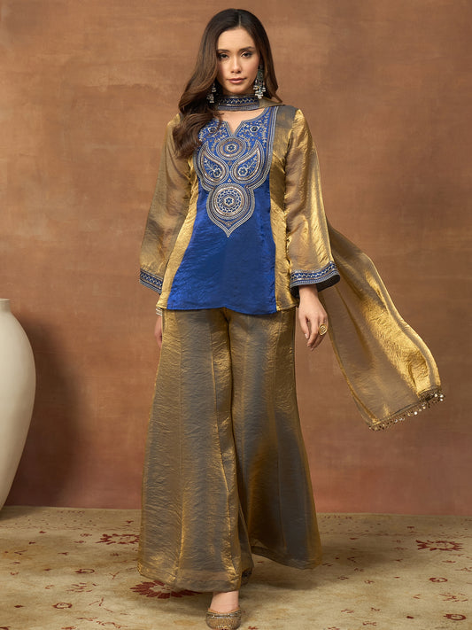 Women Ethnic Motifs Embroidered Regular Thread Work Kurta with Palazzos & With Dupatta