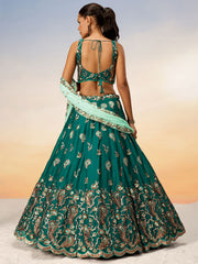 Green Pure Georgette with heavy Sequins embroidery Semi-Stitched Lehenga choli & Dupatta
