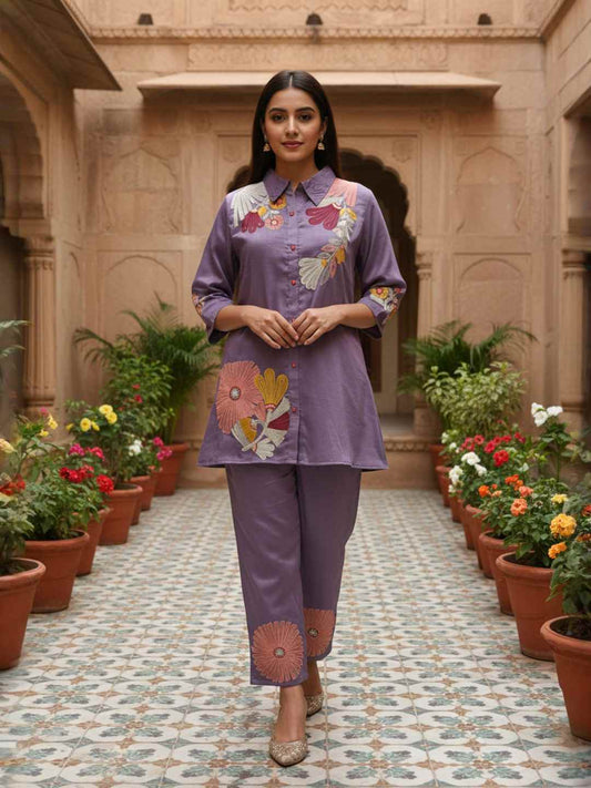 Embroidered Shirt with Trousers