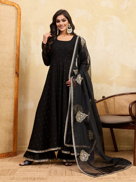 Women Ethnic Motifs Embroidered Regular Kurta with Sharara & With Dupatta