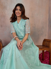 Embroidered V-Neck Gown Ethnic Dresses
