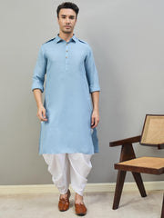 Men Regular Linen Kurta with Dhoti Pants