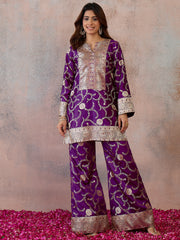 Floral Woven Design Tunic with Palazzos
