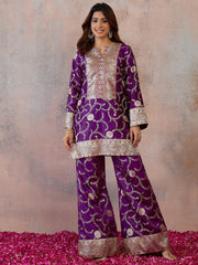 Floral Woven Design Tunic with Palazzos
