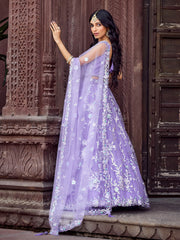 Mauve Net Fabric Sequins embroidery Semi Stitched Lehenga & Unstitched Blouse With Dupatta