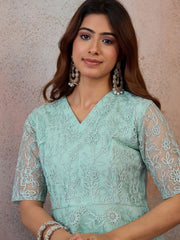 Embroidered V-Neck Gown Ethnic Dresses