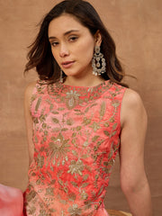 Floral Organza Embroidered Top with Palazzos
