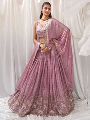 Lavender Georgette Sequin embroidery Semi Stitched Lehenga choli and Dupatta
