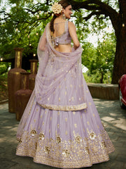Mauve colour Chinnon Sequinse embroidery Semi-Stitched Lehenga choli and Dupatta