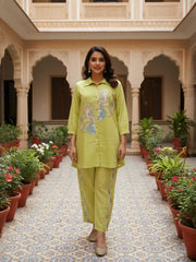Chanderi Embroidered Tunic with Trousers