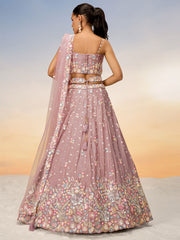 Rose gold Chiffon Sequins and thread embroidery Semi-Stitched Lehenga choli & Dupatta