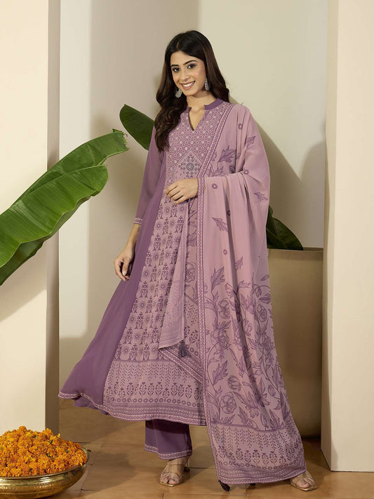 Women Floral Printed Anarkali Kurta with Palazzos & Dupatta