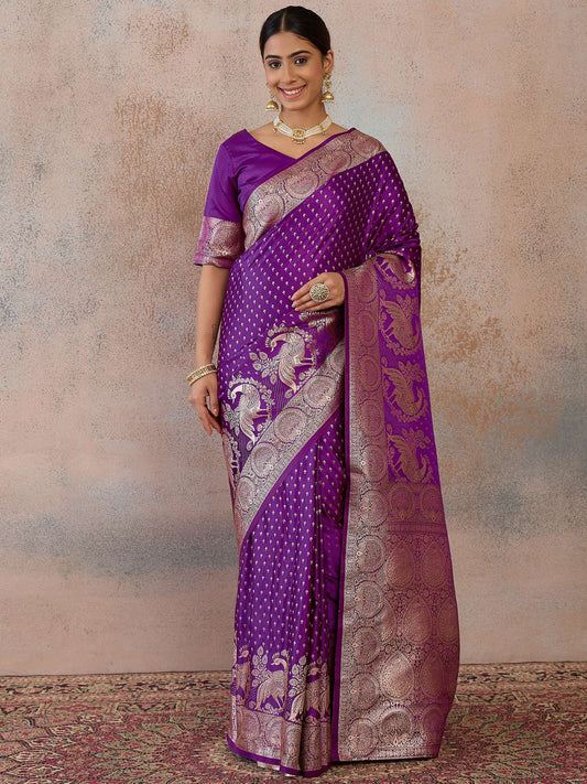 Ethnic Motifs Zari Silk Blend Handloom Saree