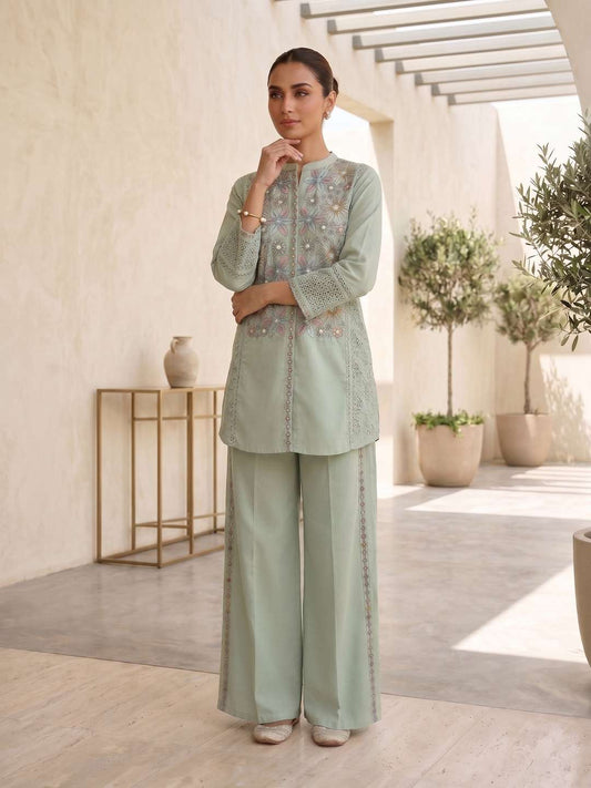 Floral Embroidered Tunic with Palazzos
