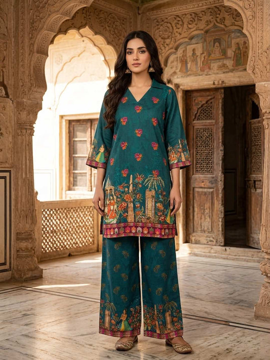 Linen Printed Tunic with Palazzos