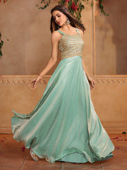 Embroidered Shoulder Straps Gown Ethnic Dresses
