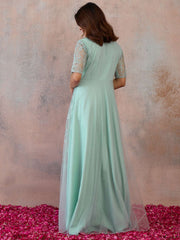 Embroidered V-Neck Gown Ethnic Dresses