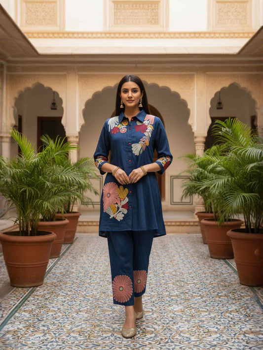 Indie Florals Embroidered Tunic with Trousers
