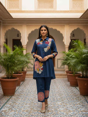 Indie Florals Embroidered Tunic with Trousers
