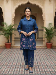 Bohemian Embroidered Tunic with Trousers