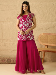 Embroidered Top with Palazzos