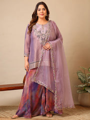Women Embroidered Regular Thread Work Kurta with Palazzos & With Dupatta