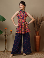 Girls Floral Printed Regular Kurta with Palazzos