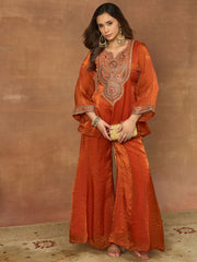 Yoke Design Round Neck Top & Palazzos Co-Ords