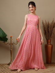 Girls Embroidered Round Neck Ethnic Dress