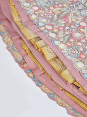 Rose gold Chiffon Sequins and thread embroidery Semi-Stitched Lehenga choli & Dupatta