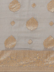 Grey & Golden Woven Design Zari Banarasi Saree