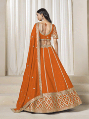 Orange Silk Zari Embroidered Gota Lehenga Wedding Wear